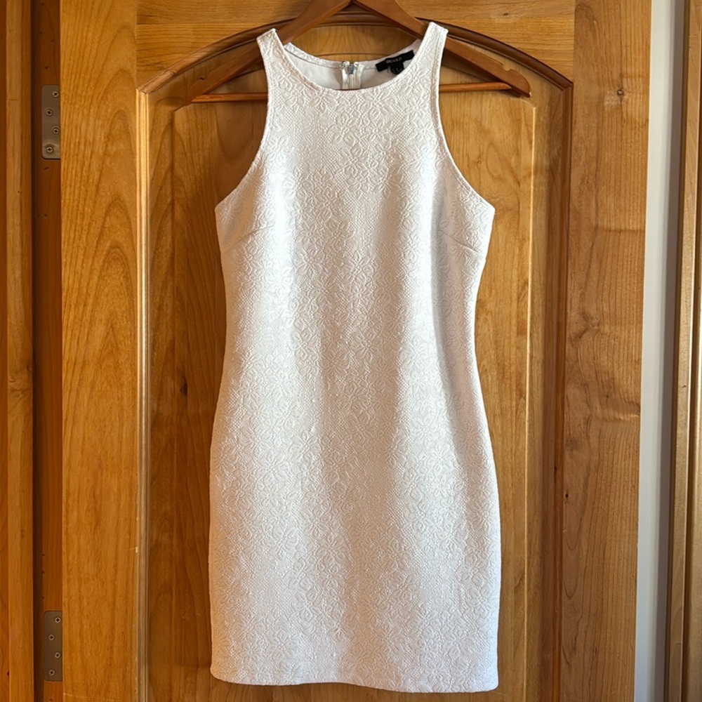 White Lace Overlay Mini Dress